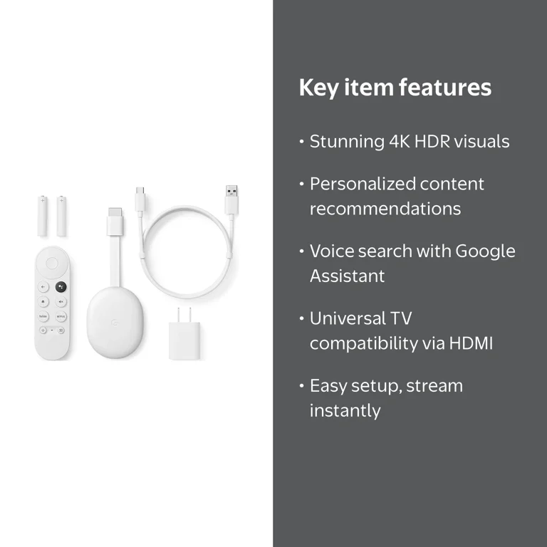 Google Chromecast - 4K HDR Streaming Device with Internet and App