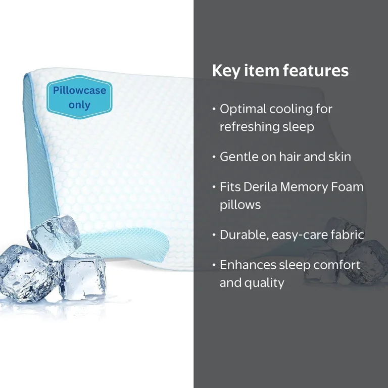 Derila, King Size Cooling Pillowcase, 23.6 x 13.4 x 4.3 in, White