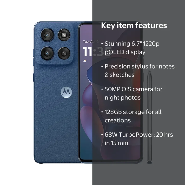 Straight Talk Motorola Moto g Stylus 2025, 5G, 128GB, Blue