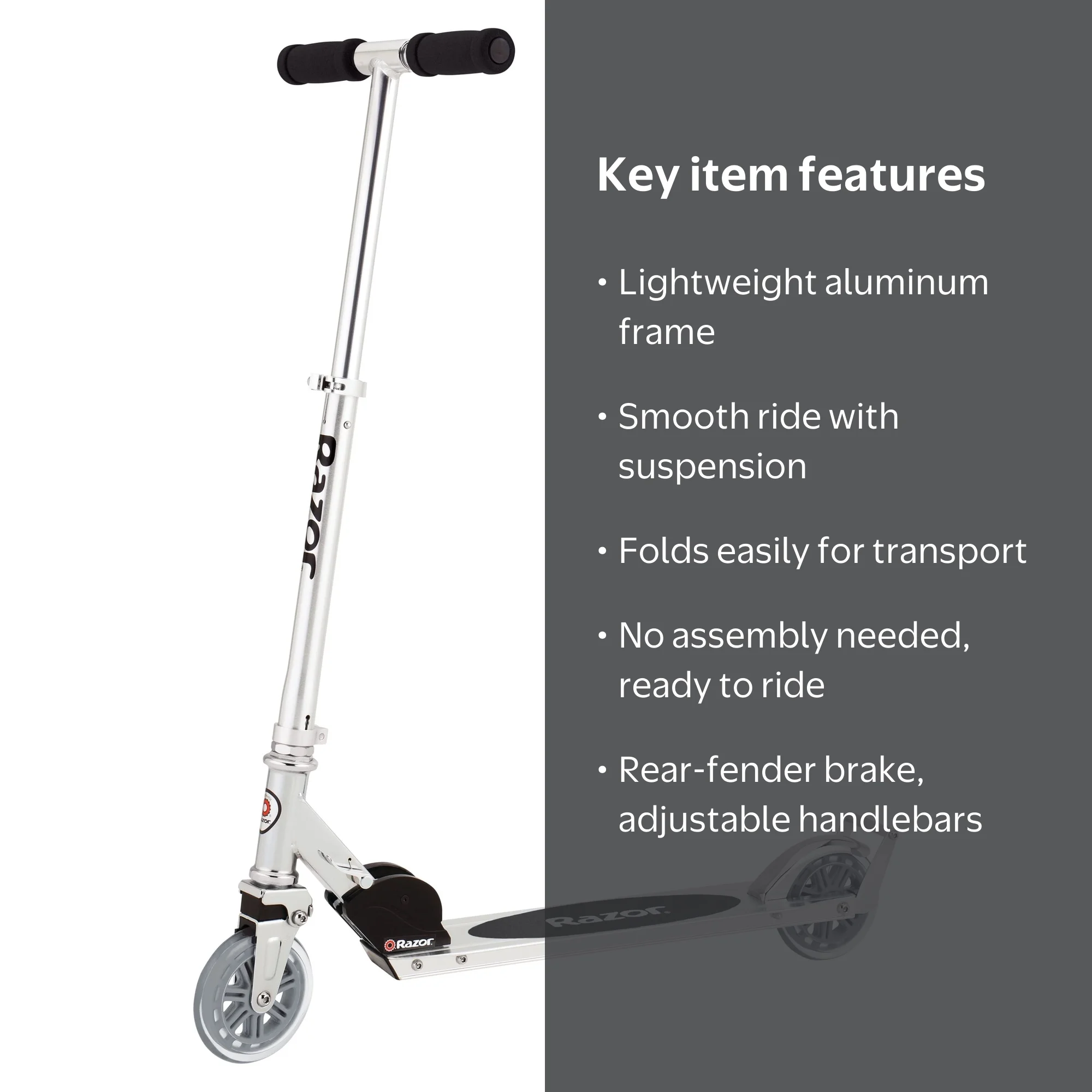 金属製手すりセット（ブロンズ・ホワイト・グレー） Razor A3 Silver Kick Scooter for Children 5+ and up - Larger