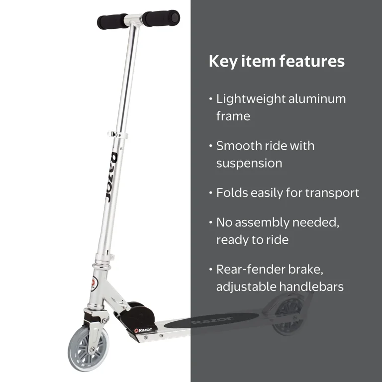Razor A3 Silver Kick Scooter for Children 5+ and up - Larger