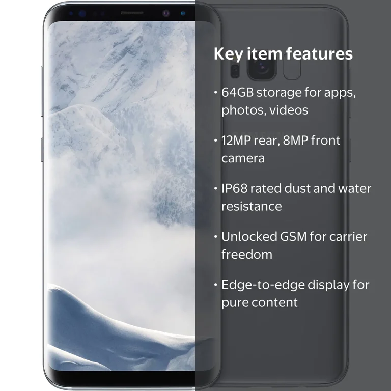 Samsung, Galaxy S8+ Smartphone, G955F 64GB Unlocked, Arctic Silver