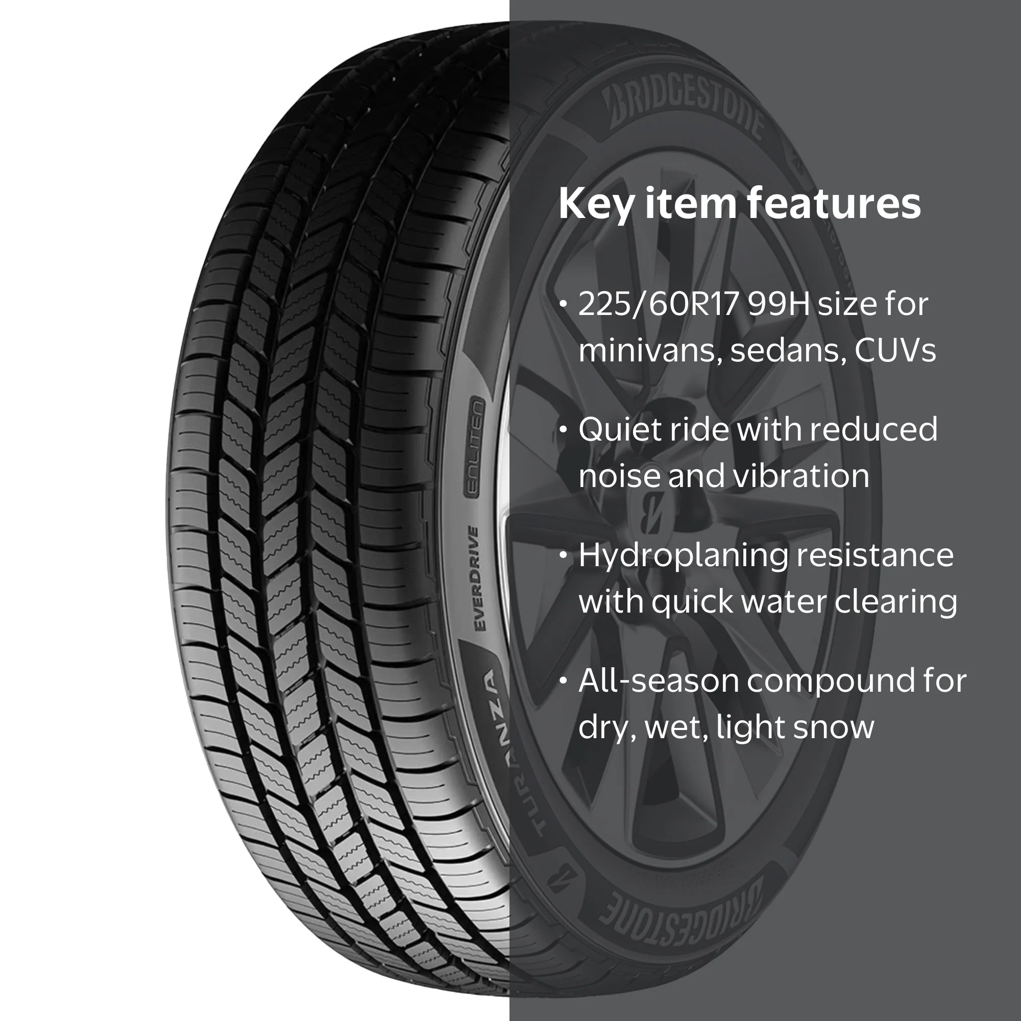 Bridgestone Turanza Everdrive All Season Tire 225/60R17 99H SUV