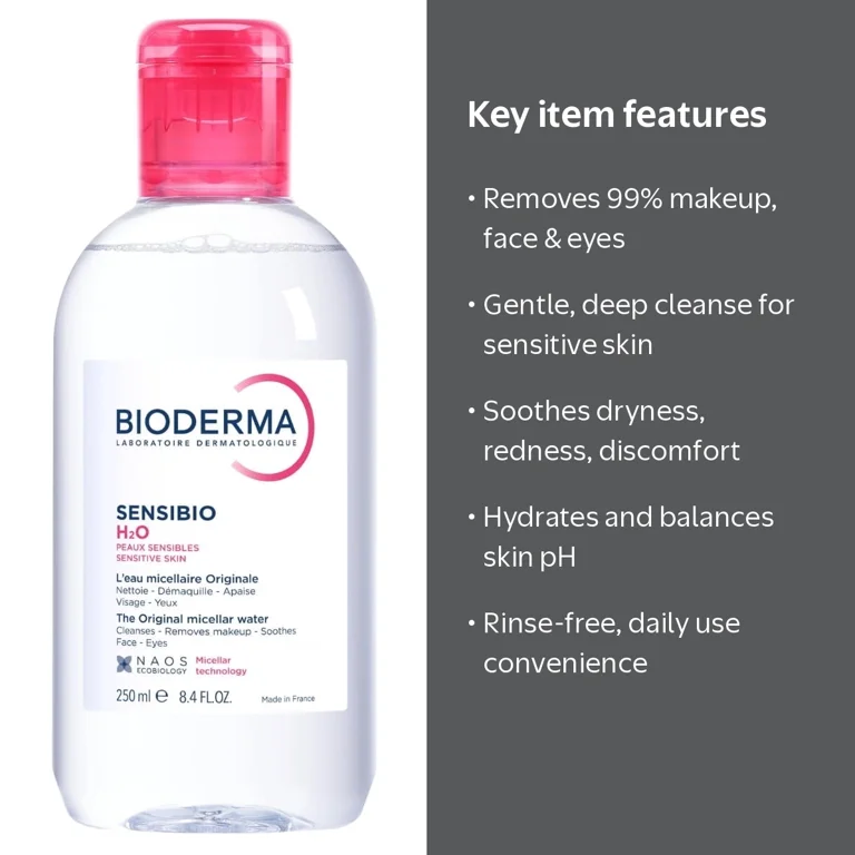 BIODERMA, Sensibio H2O Micellar Water, 8.4 fl oz, Makeup Remover