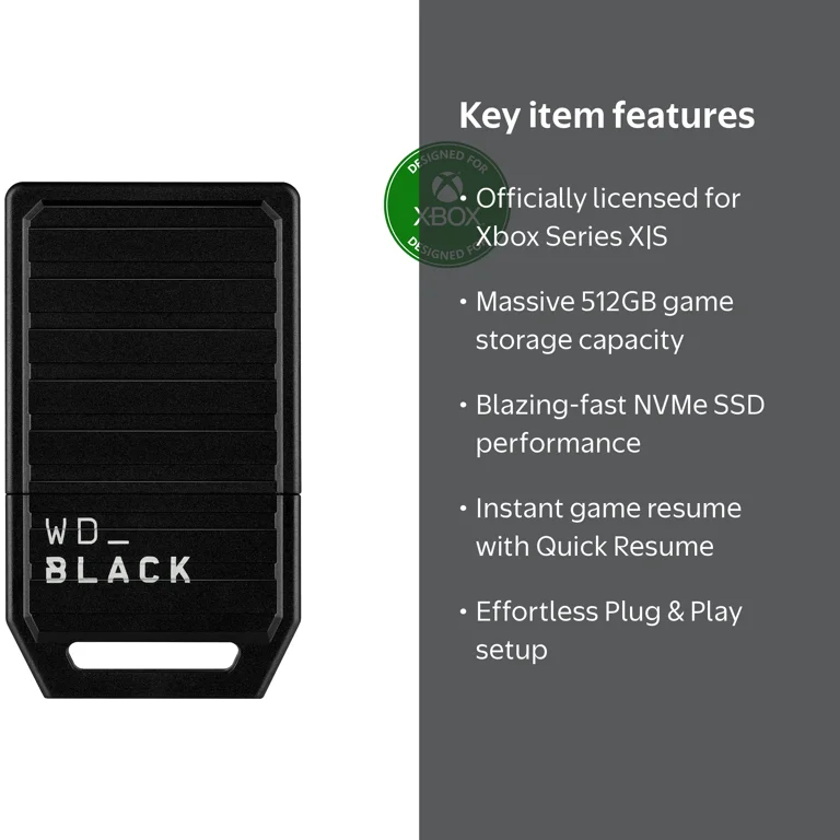 WD_BLACK 512GB C50 Expansion Card for Xbox, NVMe SSD, Plug & Play