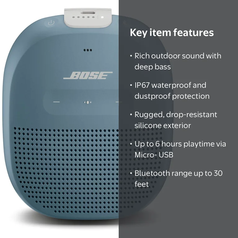Bose SoundLink Micro Portable Bluetooth Speaker, Waterproof, Deep