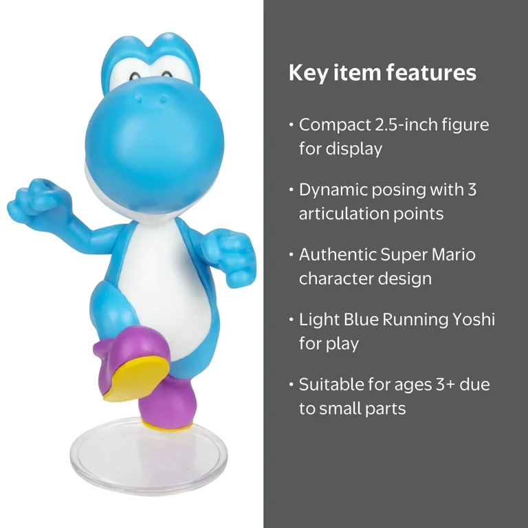 Nintendo 2.5 inch Light Blue Running Yoshi Articulated Action