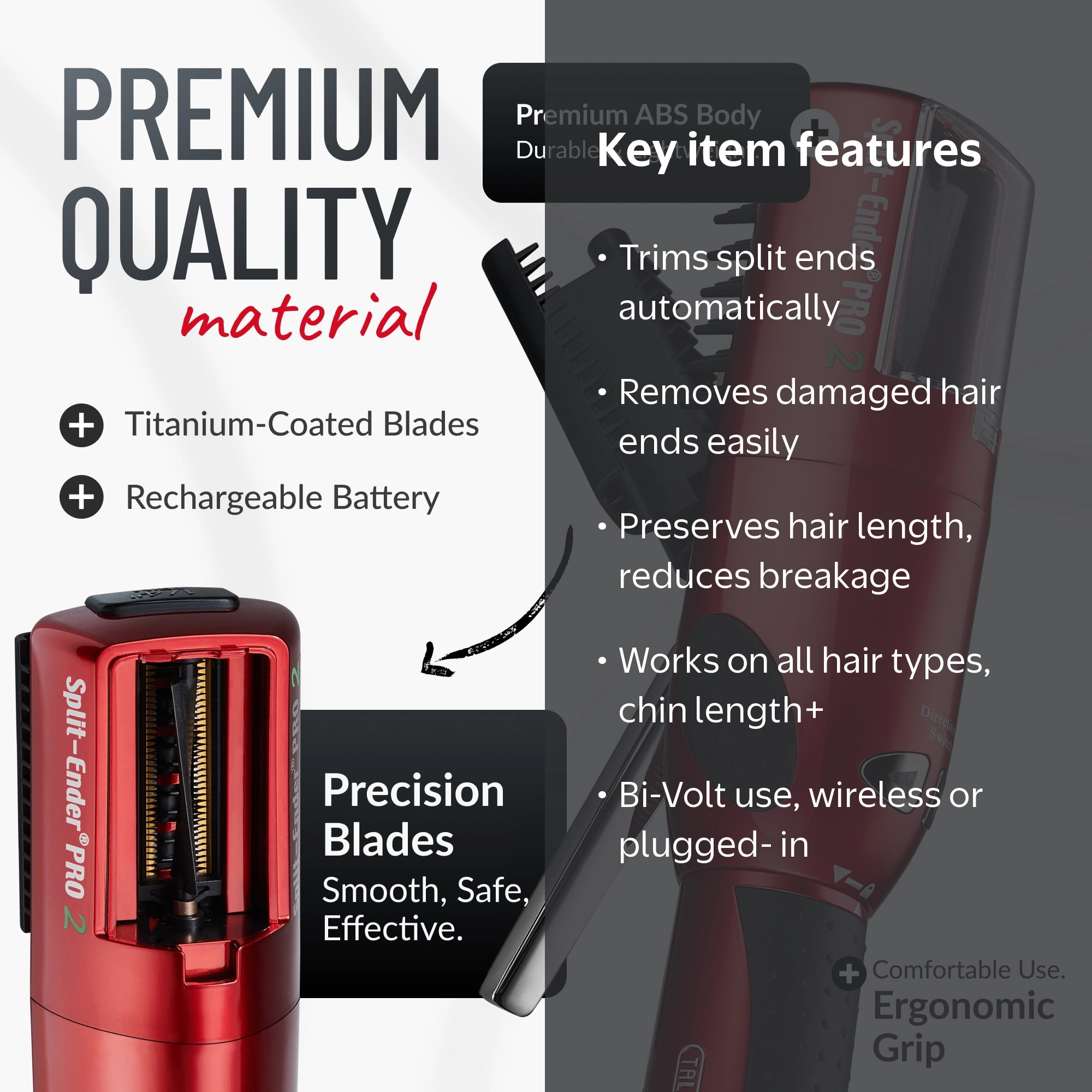 Split-Ender, Split Ender Pro 2, Red, Automatic Split End Hair