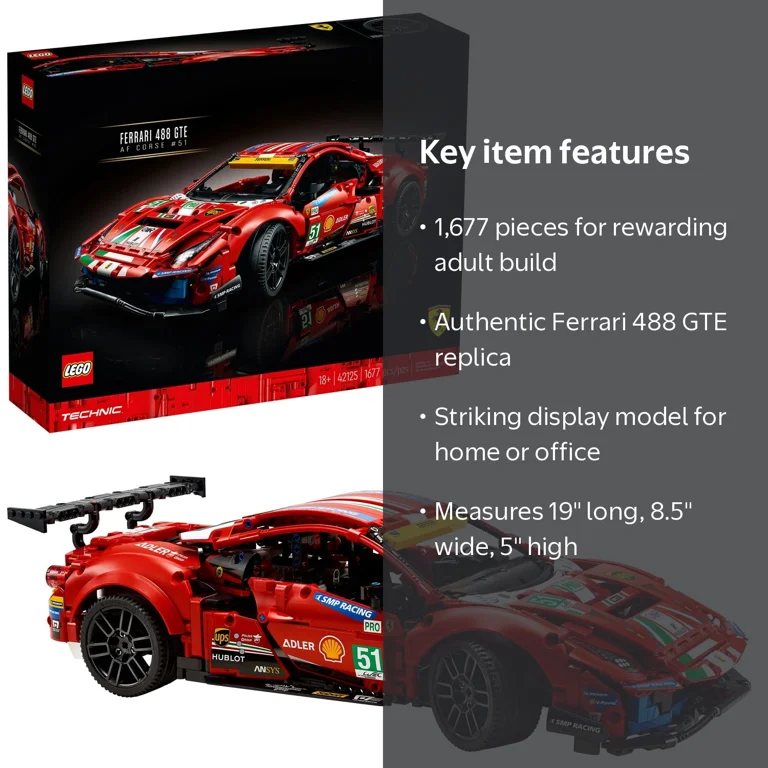 LEGO, Building Toy, 42125, Ferrari 488 GTE AF Corse #51 - Walmart.com