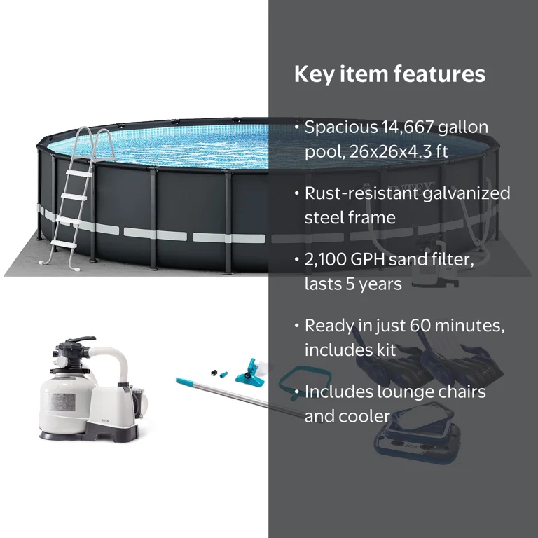 Intex, Above Ground Swimming Pool, 26ft x 52in Ultra XTR, Blue