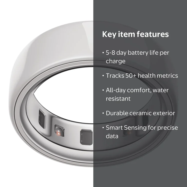 Oura Ring 4 Ceramic, Cloud, Size 10, Smart Wearable, Sleep