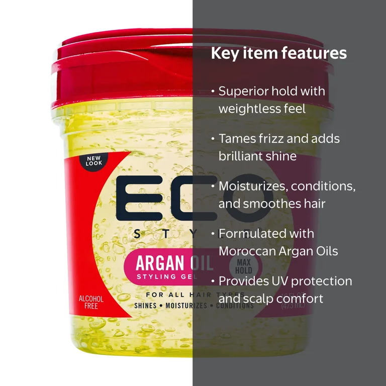 ECO STYLE, Argan Oil Hair Styling Gel, 16 oz, Moisturizing Unisex