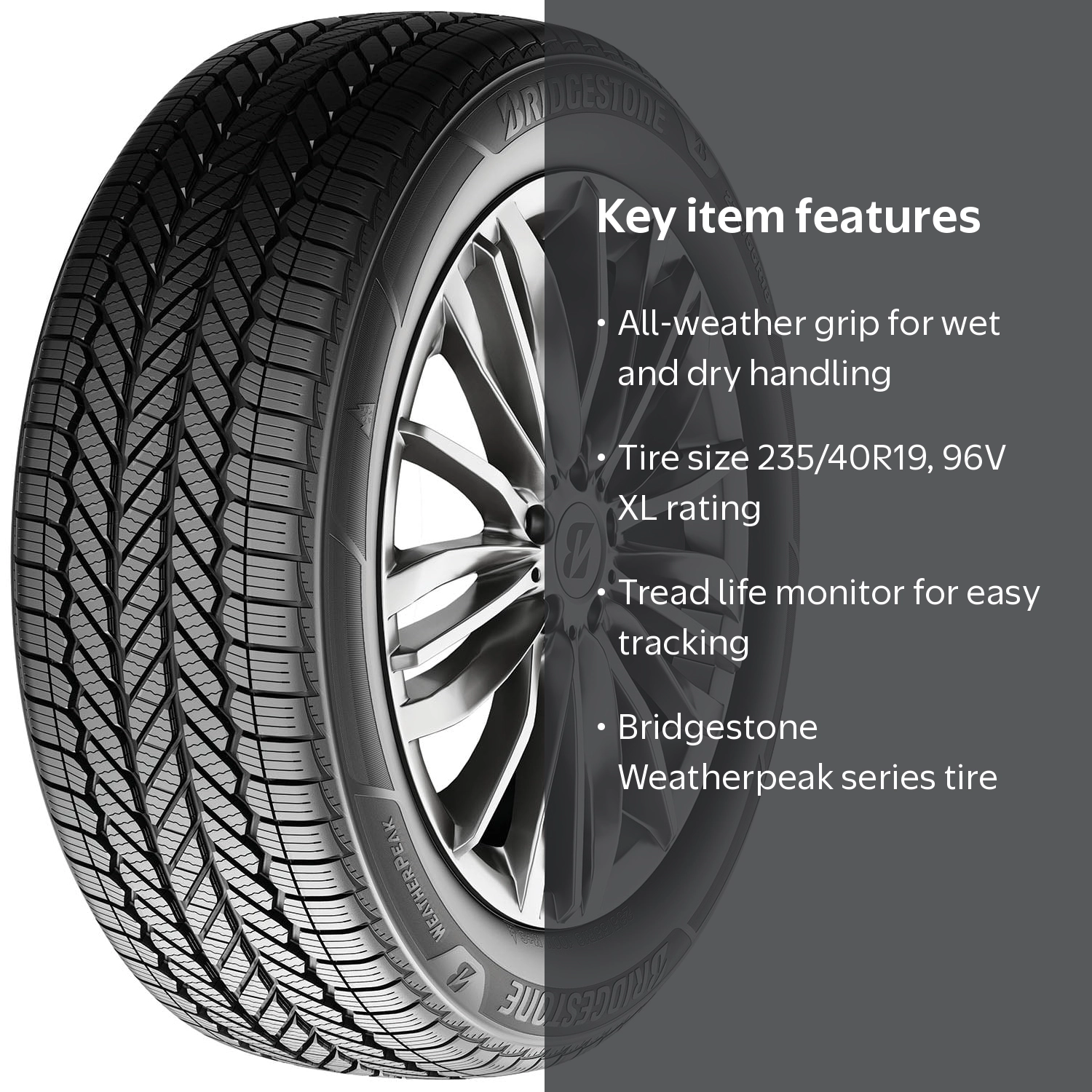Bridgestone Weatherpeak 235/40R19XL 96V BSW - Walmart.com