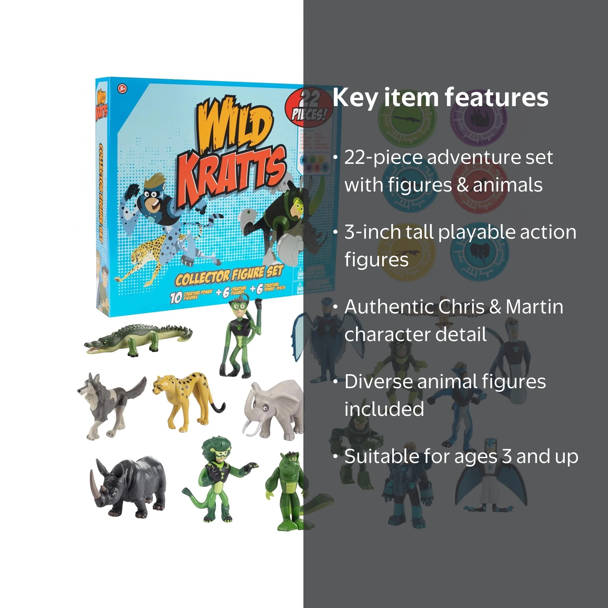 Wild Kratts, Action Figure Set, 22-pack, Includes Creature Discs