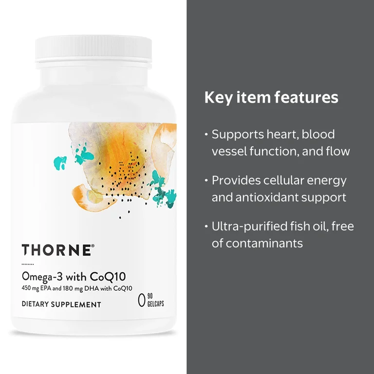 Thorne - Omega-3 with CoQ10, 90 Gelcaps, Omega-3 Fatty Acids
