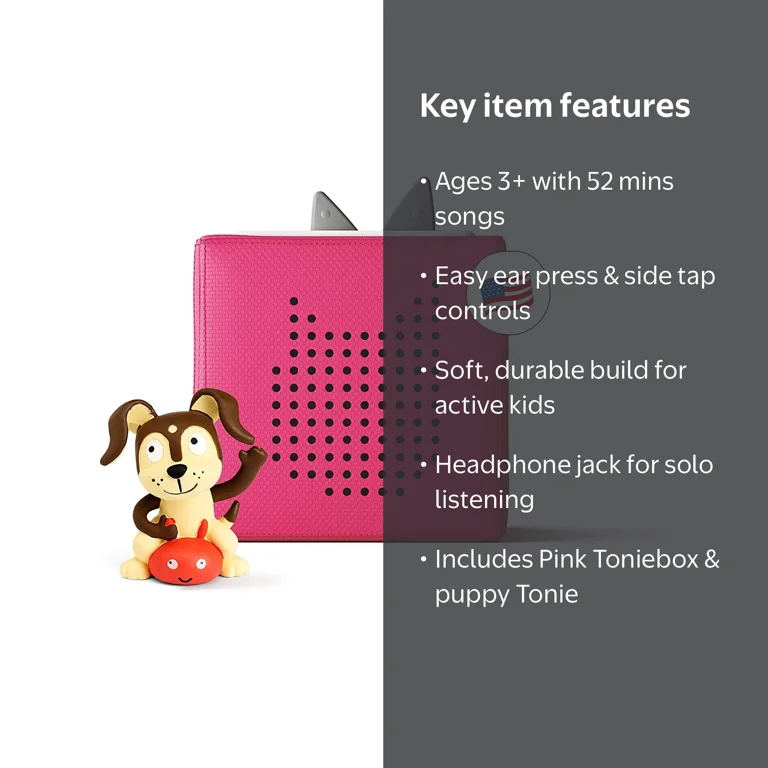 Tonie Pink Starter Set - Innovative Screen-Free Audio Player for