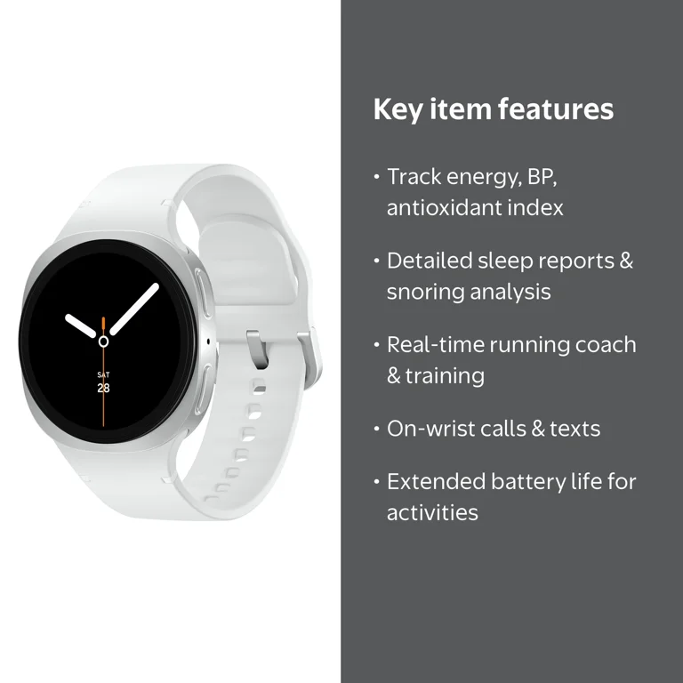 Samsung, Galaxy Watch8 Smart Watch, 40mm Bluetooth, Silver, White