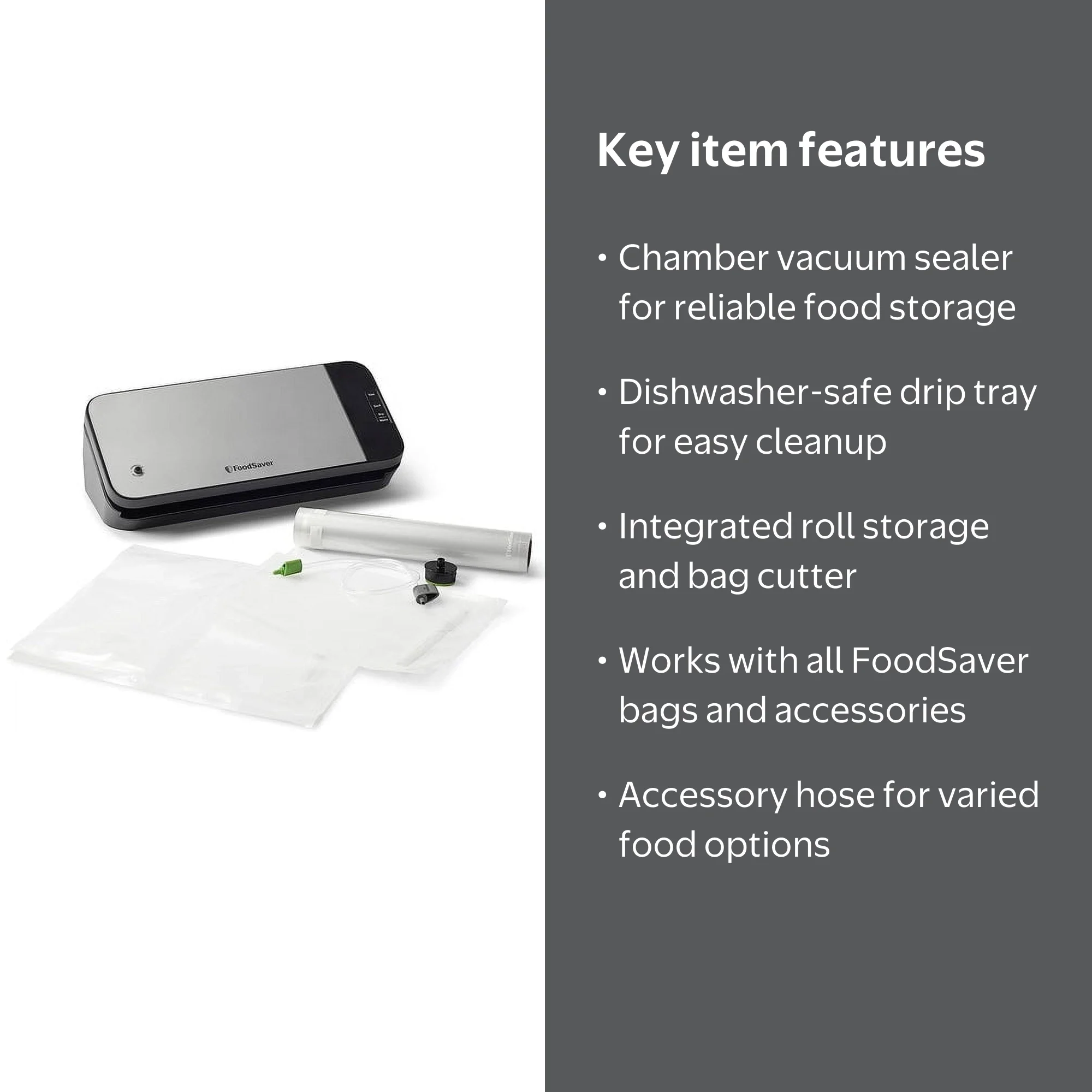 FoodSaver Vacuum Sealer Machine with Accessories, Stainless Steel