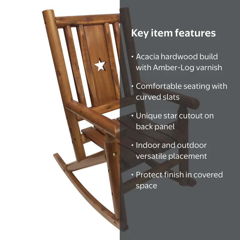 Leigh Country Amber-Log Acacia Rocking Chair for Porch and Garden