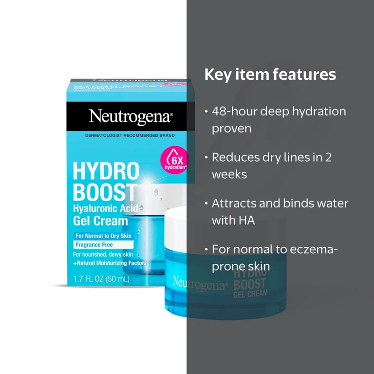 neutrogena hydro boost box Hydrating Gel Cream Face Moisturizer, 0.5 fl oz This gel moisturizer is formulated with hyaluronic acid Neutrogena Hydro Boost Hyaluronic Acid