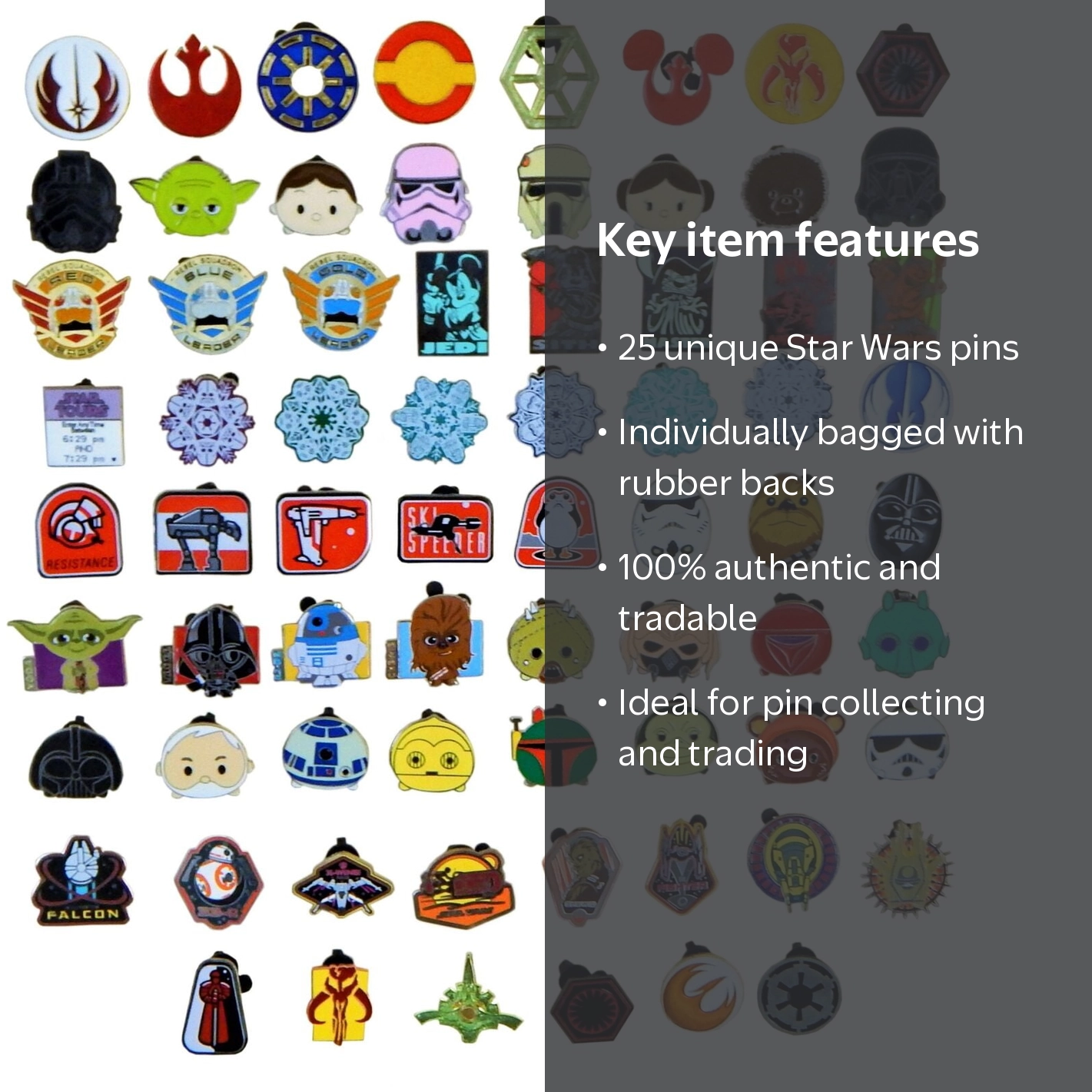 Star Wars Disney Park Trading Pins Starter Set, 25 Assorted