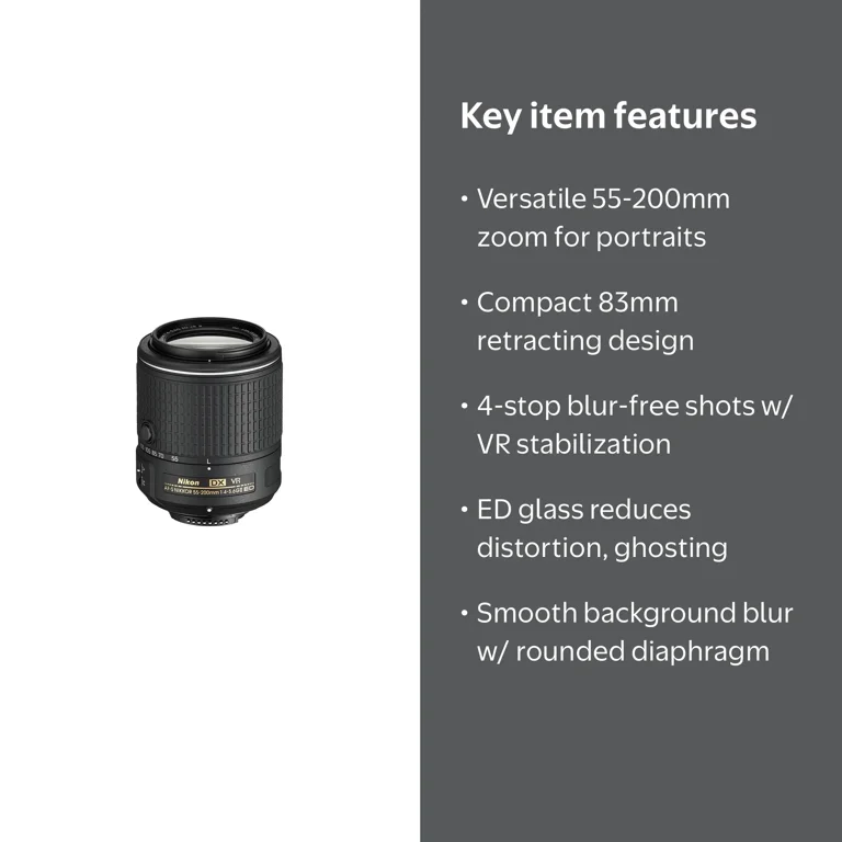 Nikon AF-S DX Nikkor 55-200mm F/4-5.6G ED VR II Lens - Walmart.com