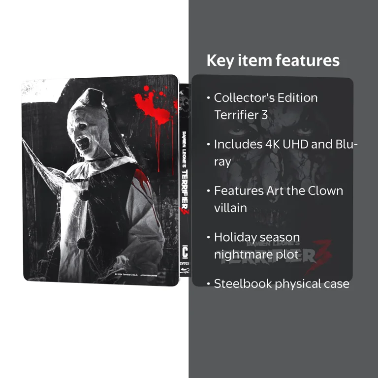 Terrifier 3 Collector's Edition Steelbook 4K UHD + Blu-ray, Horror