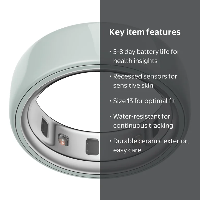 Oura Ring 4 Ceramic, Tide, Size 13, Smart Wearable, Sleep, Fitness