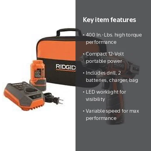 Ridgid 12-Volt 2-Speed Drill Kit - Walmart.com