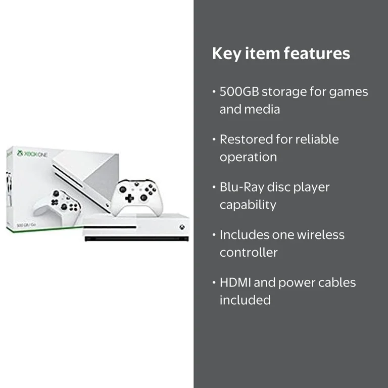Microsoft Xbox One S 500GB Console, Blu-Ray Disc Player