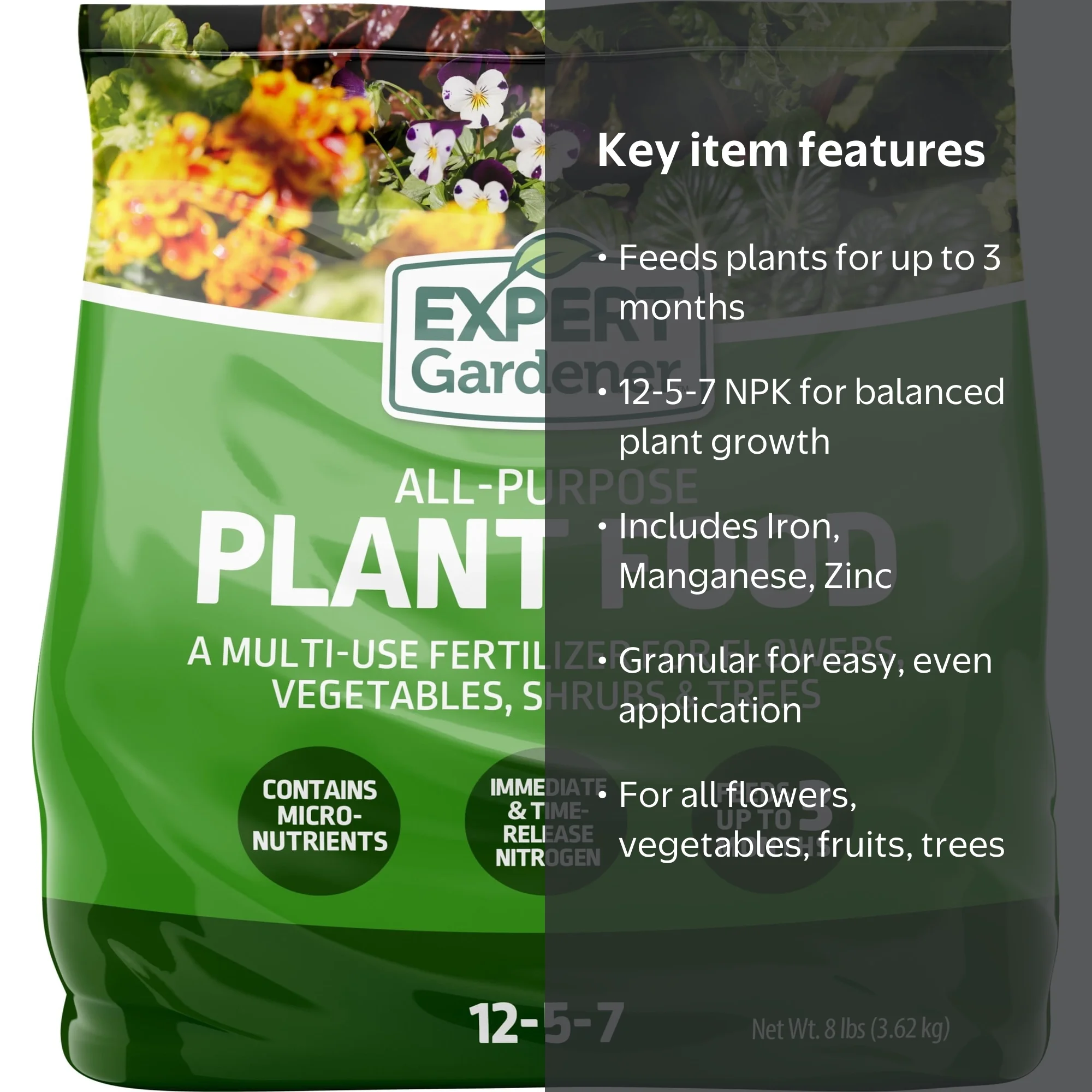 Expert Gardener All-Purpose Plant Food Fertilizer 8 lb, NPK 12-5-7