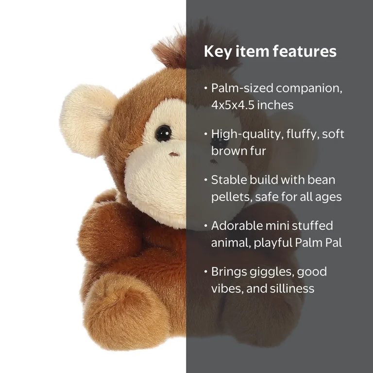 Aurora, Mini Brown Palm Pals, 5'' Boomer Monkey, Soft Cuddly Plush