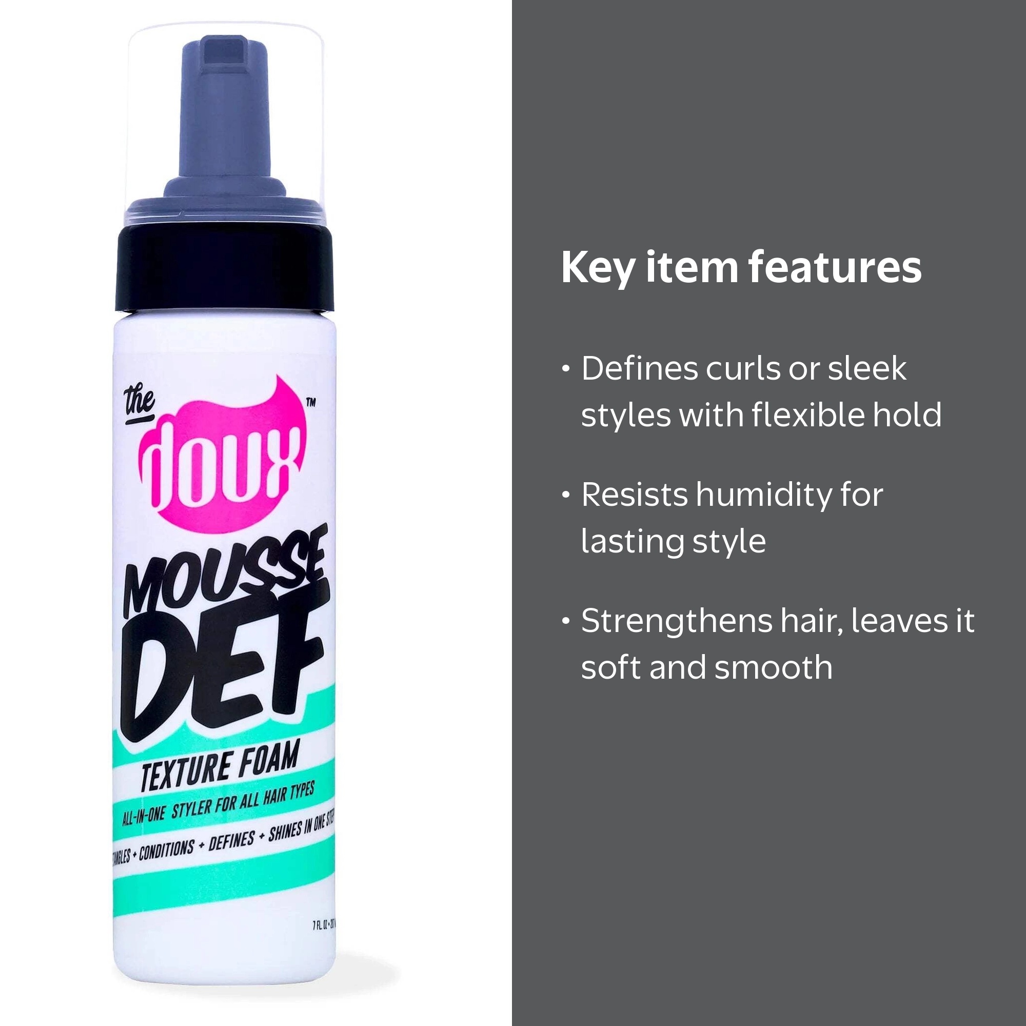 The Doux, Mousse Def Texture Foam, 7oz, for Curl & Straight Styles