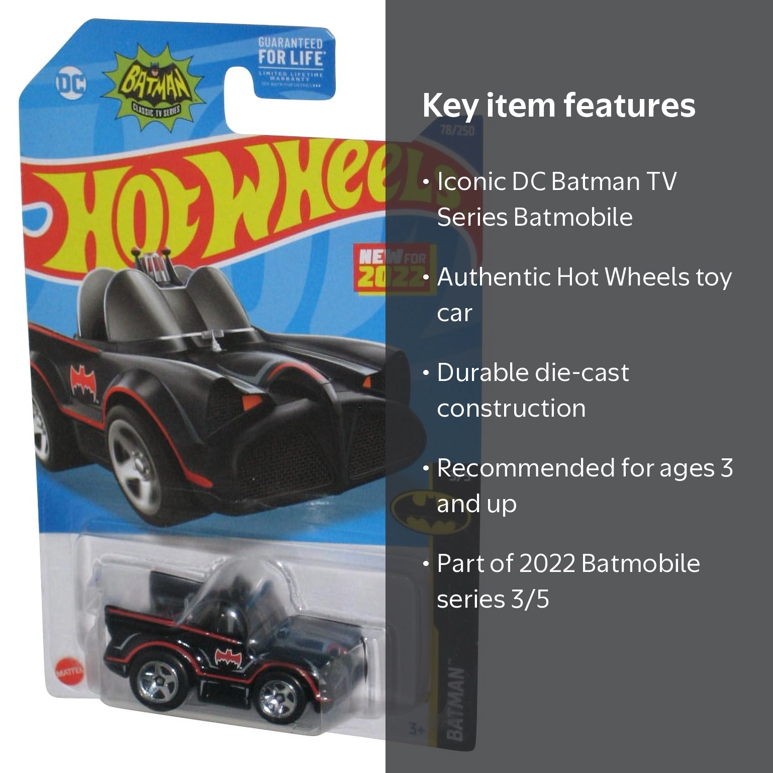 DC Batman Classic TV Series Batmobile 3/5 (2022) Hot Wheels Black