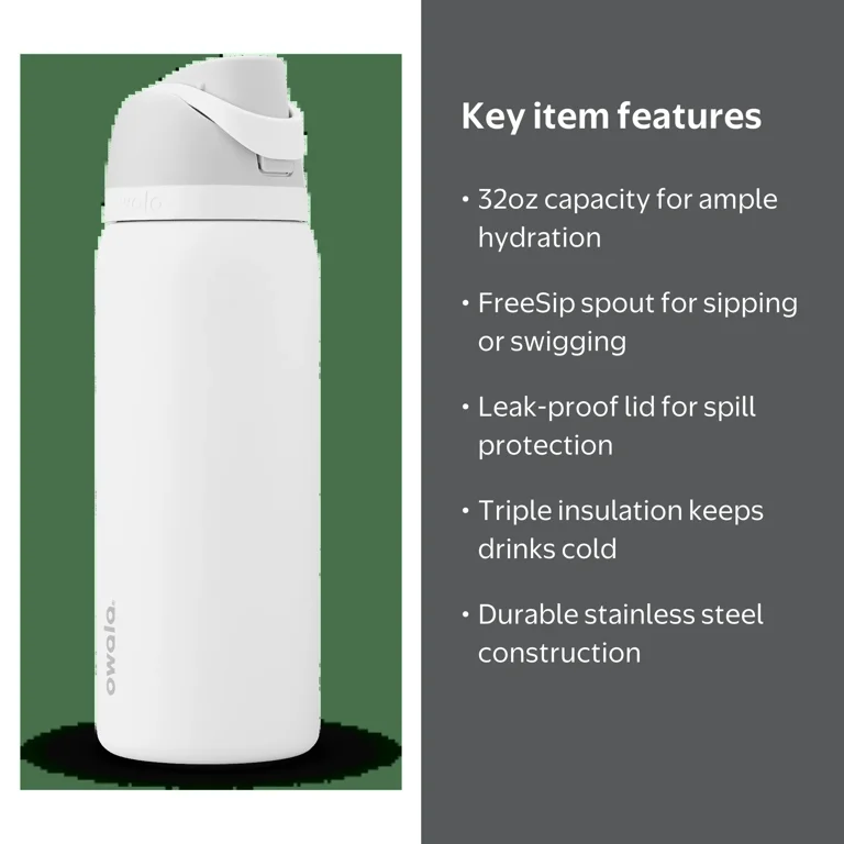 Owala, Water Bottle, 32oz, Stainless Steel Shy Marshmallow