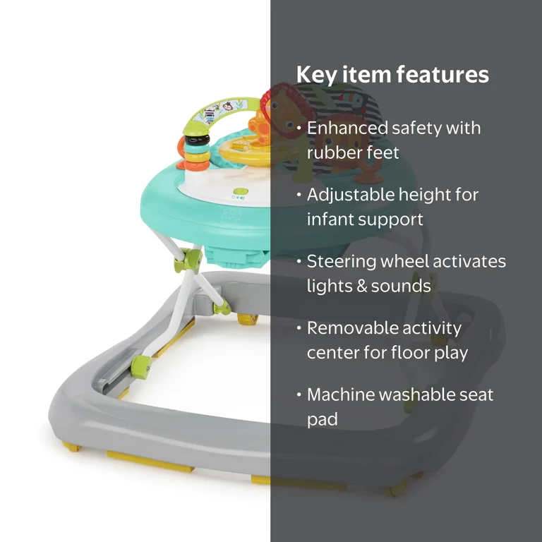 Bright Starts, Baby Walker, Adjustable Zig Zag Zebra, Activity