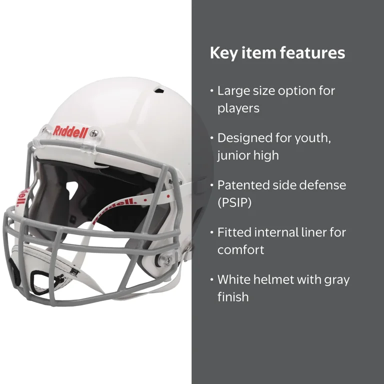 Riddell Speed Platform Youth Football Helmet, White Gray, Large