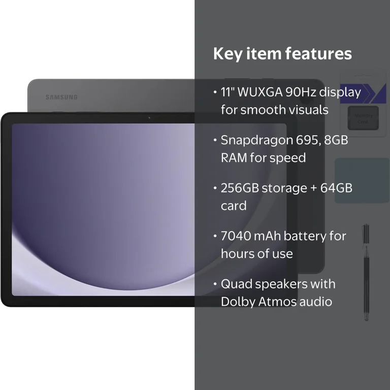 SAMSUNG, Galaxy Tab A9+, 256GB, 11 inch Android WiFi Tablet