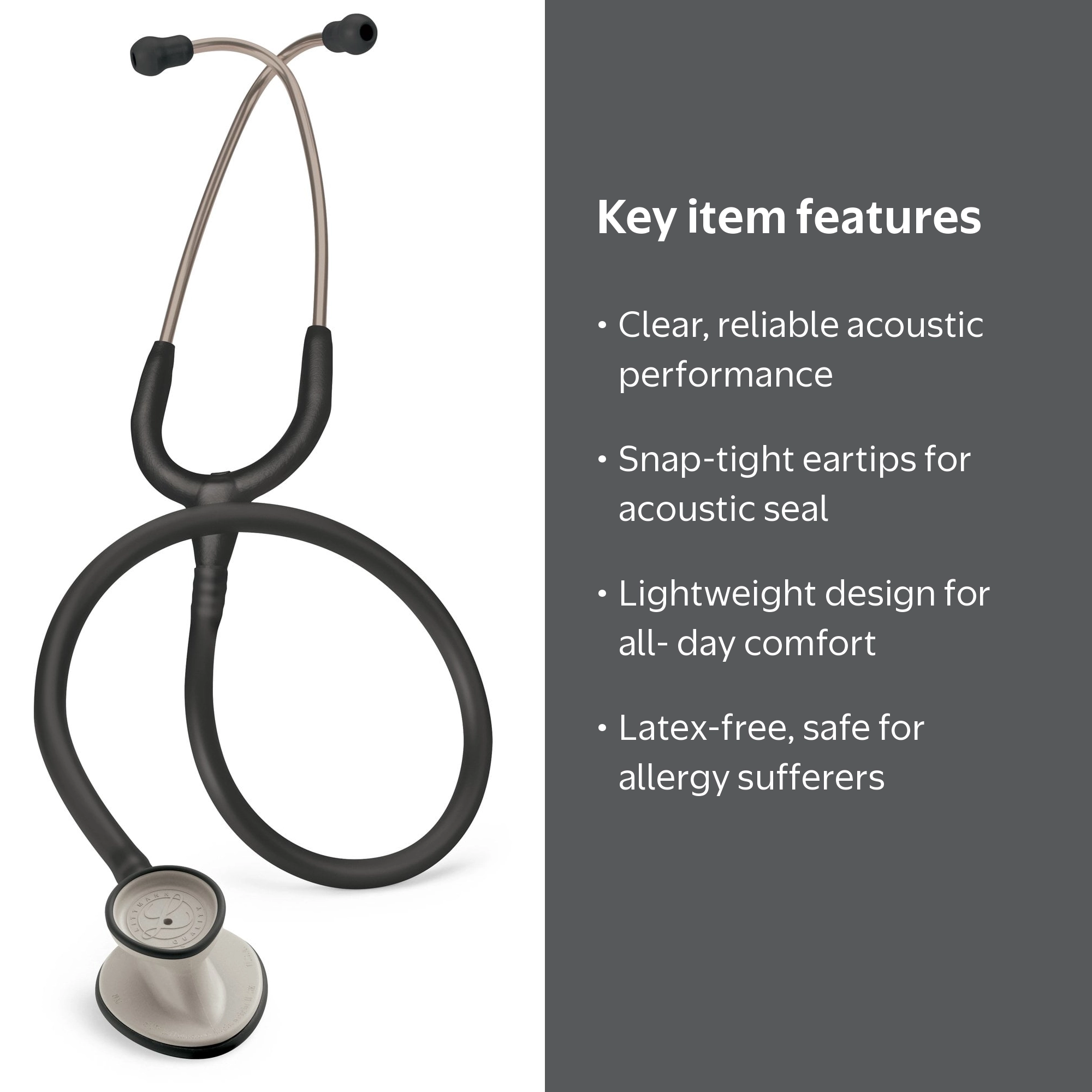 【良品】3M Littmann クラシック2 グレー　メンテナンス済み 3M Littmann Lightweight II Stethoscopes, Black Tube, 28 inch, 2450
