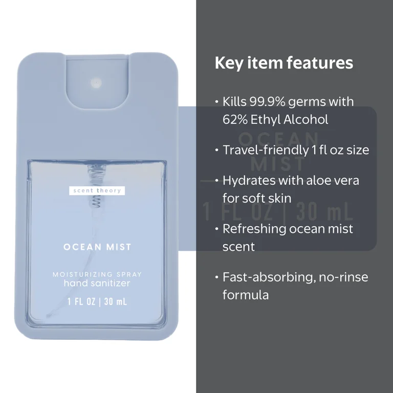 Scent Theory Hand Sanitizer Spray, Ocean Mist, 1 fl oz - Walmart.com