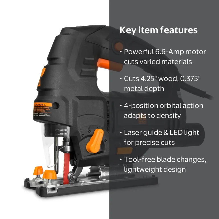 WEN, Jigsaw, 33606, Variable Speed Orbital with Laser and LED