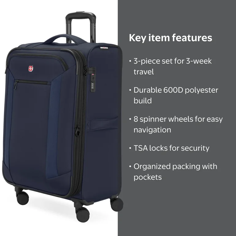 SWISSGEAR Stride Expandable Medium Checked Spinner Luggage
