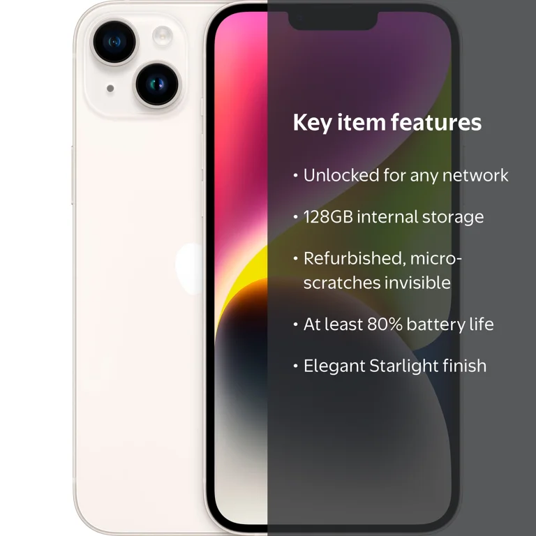 Restored Apple iPhone 14 Plus - Carrier Unlocked - 128GB Starlight