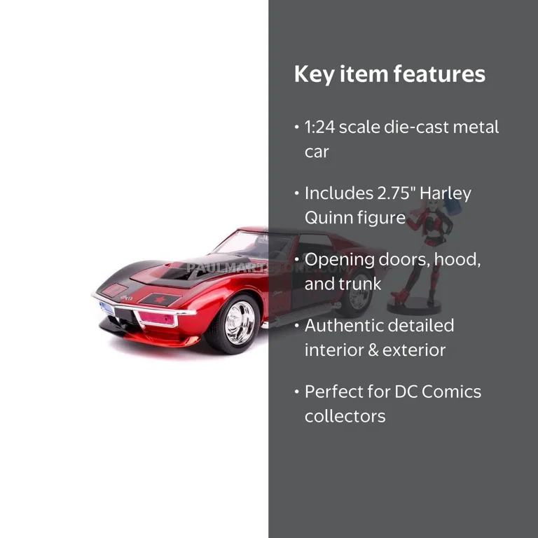 DC Comics 1:24 1969 Corvette Stingray with Harley Quinn Car Play