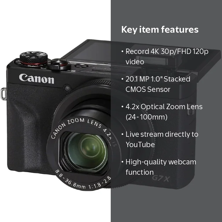 Canon PowerShot G7 X Mark III Digital Camera - Black, 20.1MP