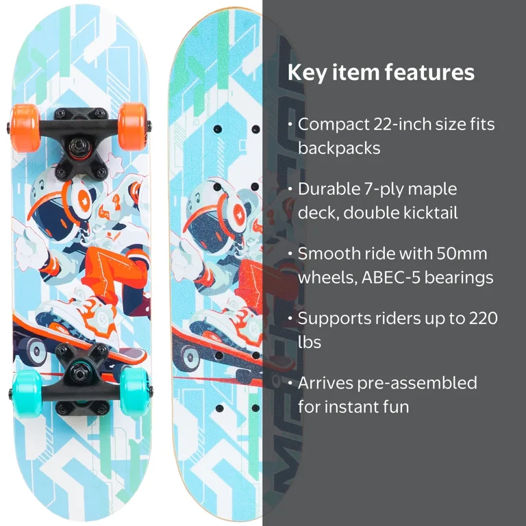 Madd Gear Mini Cruiser Skateboard for Kids and Teens – Lightweight