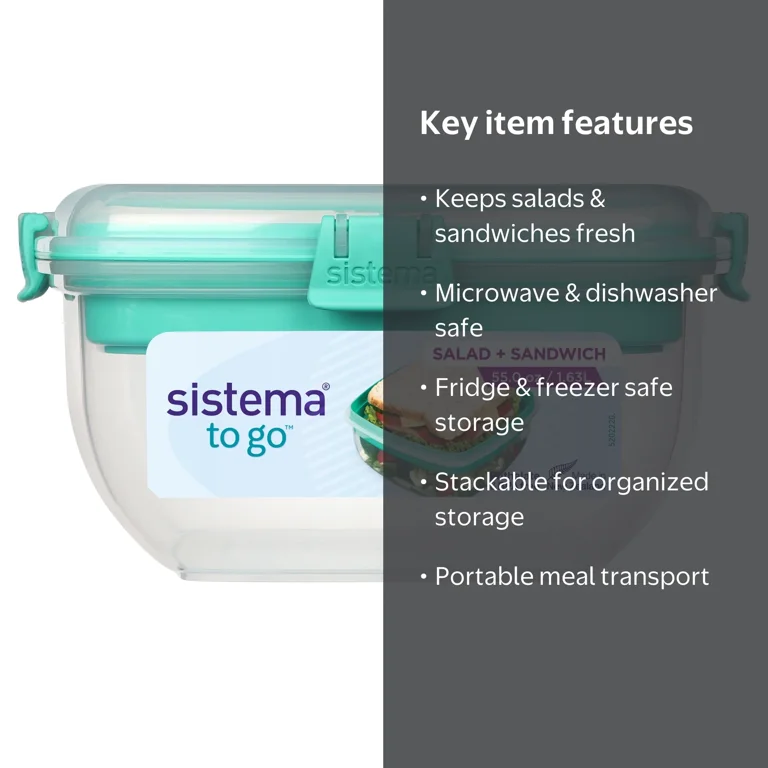 Sistema® Salad + Sandwich To Go™ Food Storage Container, Assorted