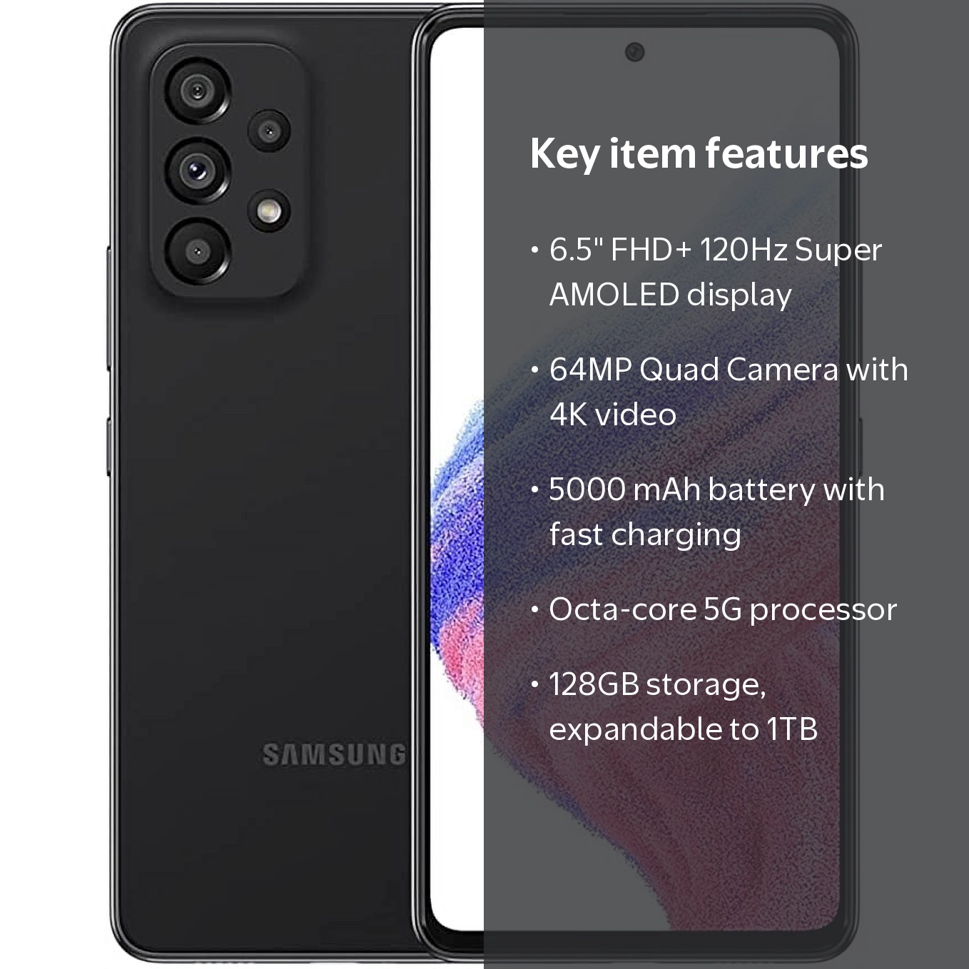 Restored Samsung SM-A536UZKDXAA Galaxy A53 5G 128GB Unlocked