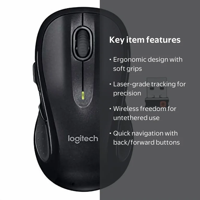 Logitech, Wireless Mouse M510, Laser-Grade Tracking, Ergonomic