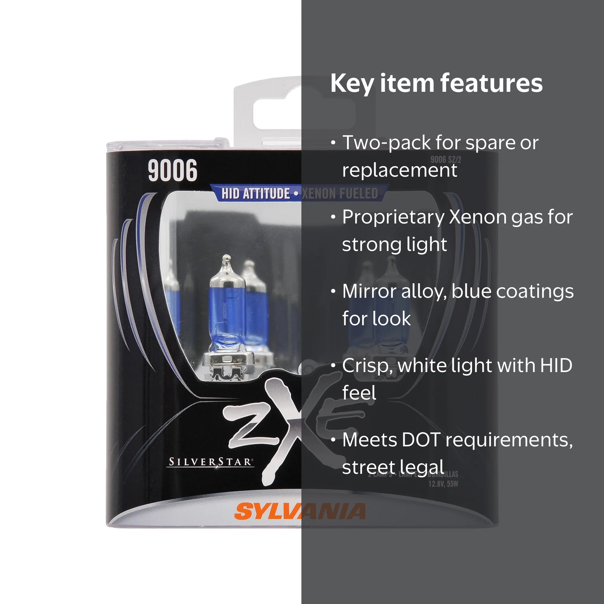 Sylvania 9006 SilverStar zXe Halogen Headlight Bulb, Pack of 2